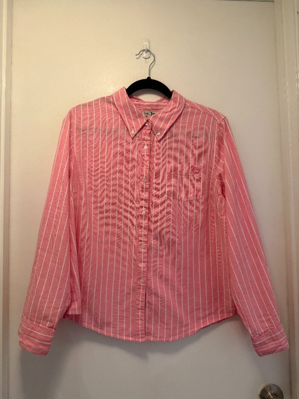 Vintage Duck Head Women's Pink Striped Oxford Shirt | Button Down | XL